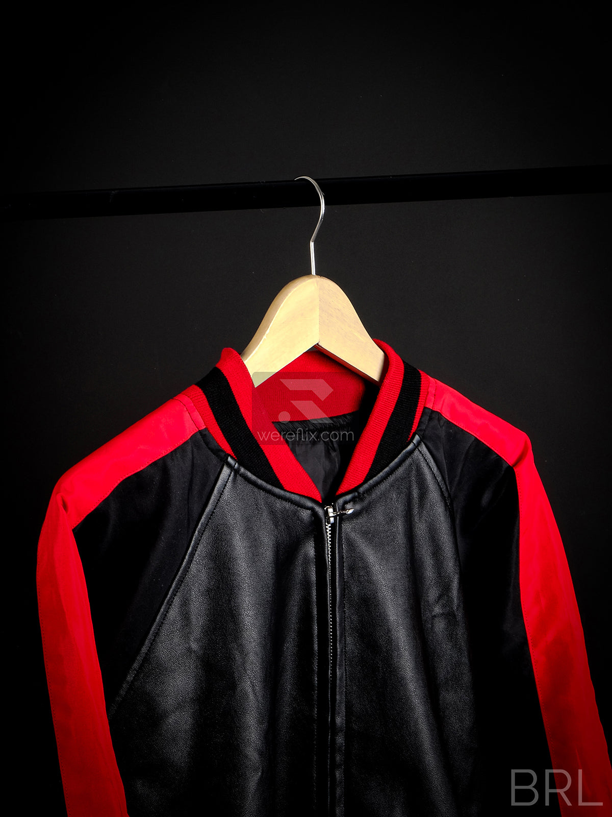 Matt Bellamy Jacket Black Red Leather Bomber Jacket MUSE