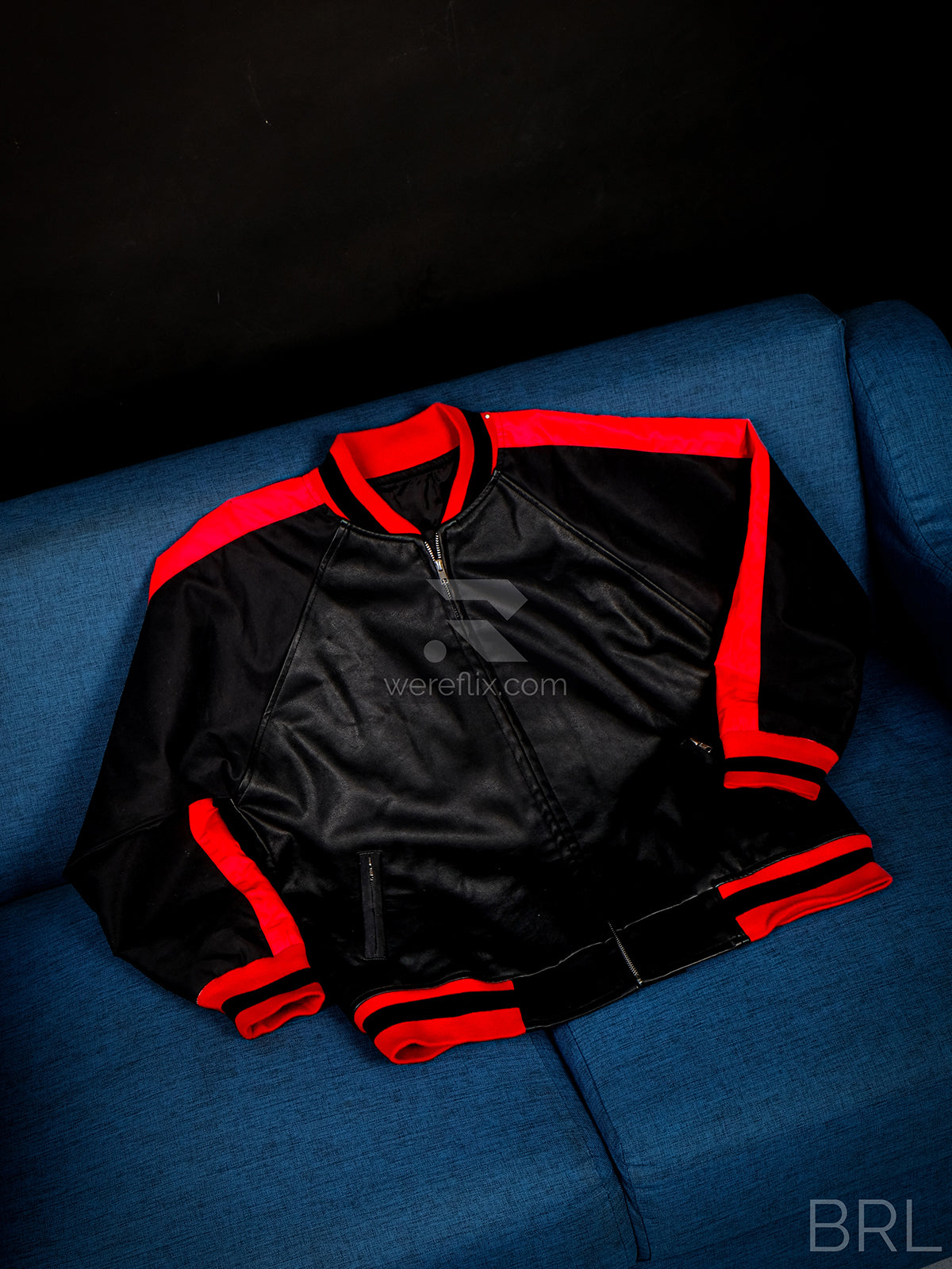 Matt Bellamy Jacket Black Red Leather Bomber Jacket MUSE