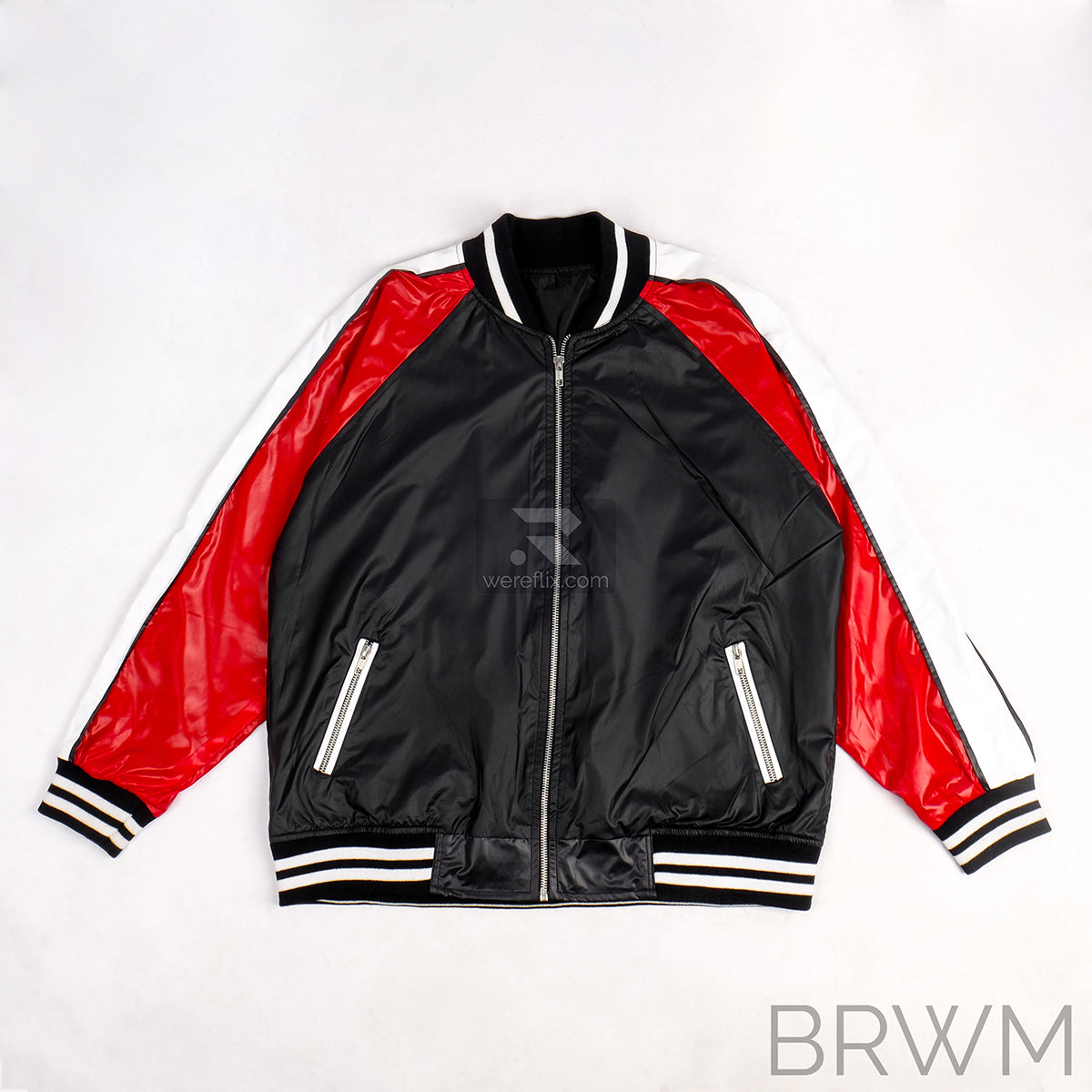 Matt Bellamy Jacket Black Red White Metalic Bomber Jacket MUSE