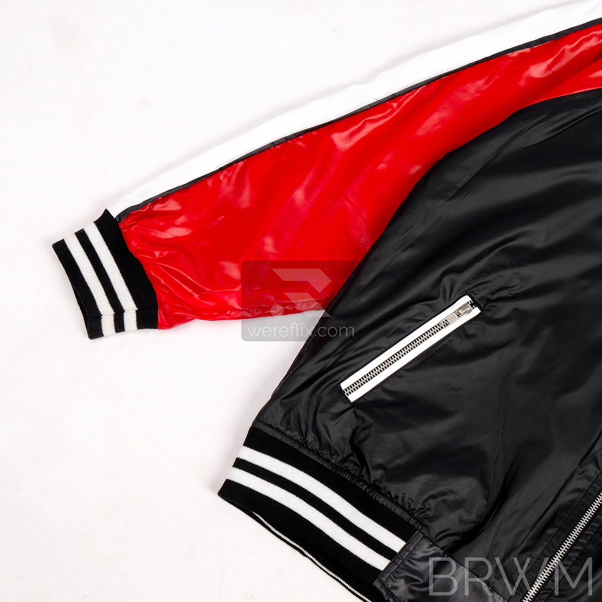 Matt Bellamy Jacket Black Red White Metalic Bomber Jacket MUSE