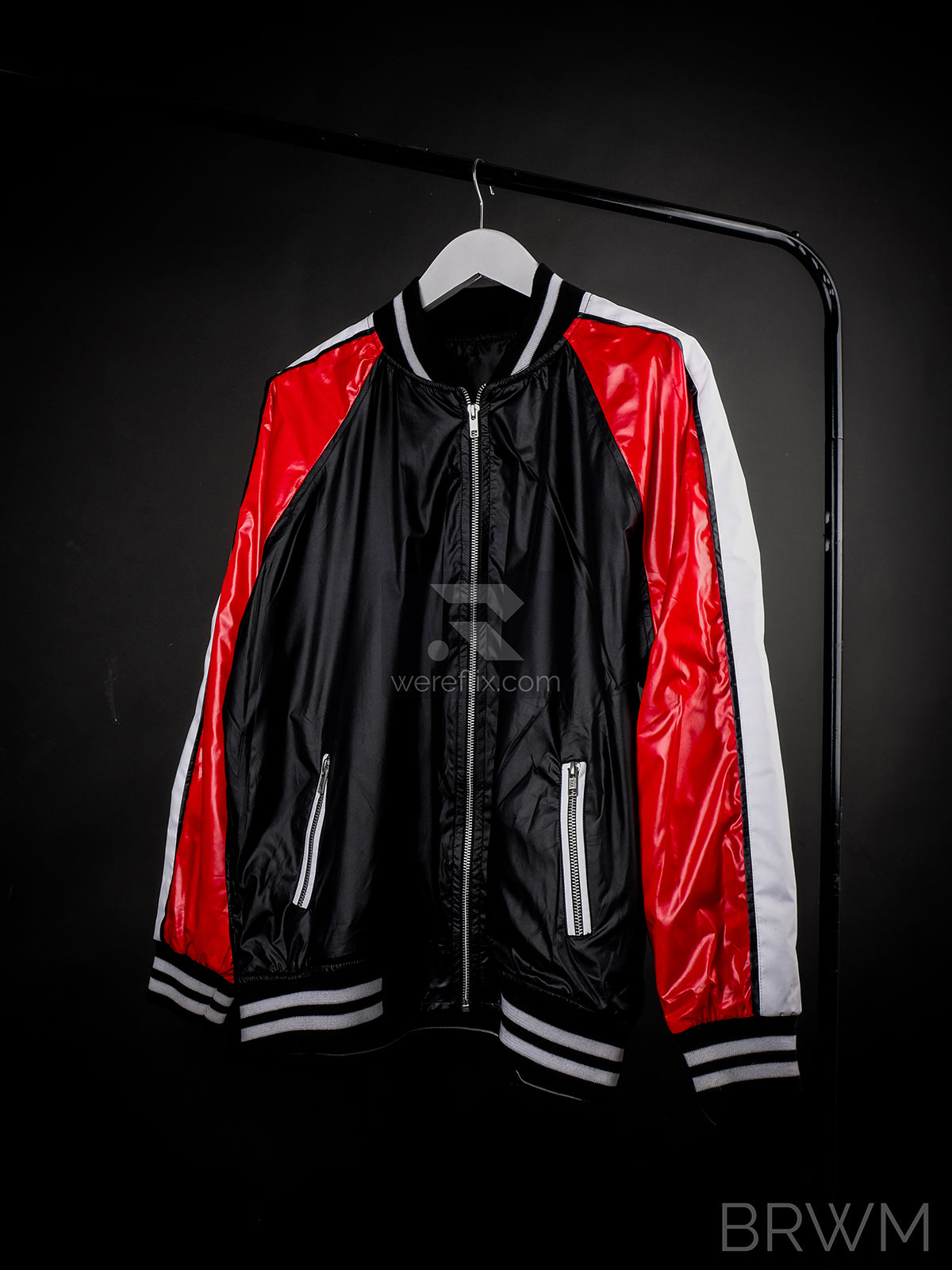 Matt Bellamy Jacket Black Red White Metalic Bomber Jacket MUSE