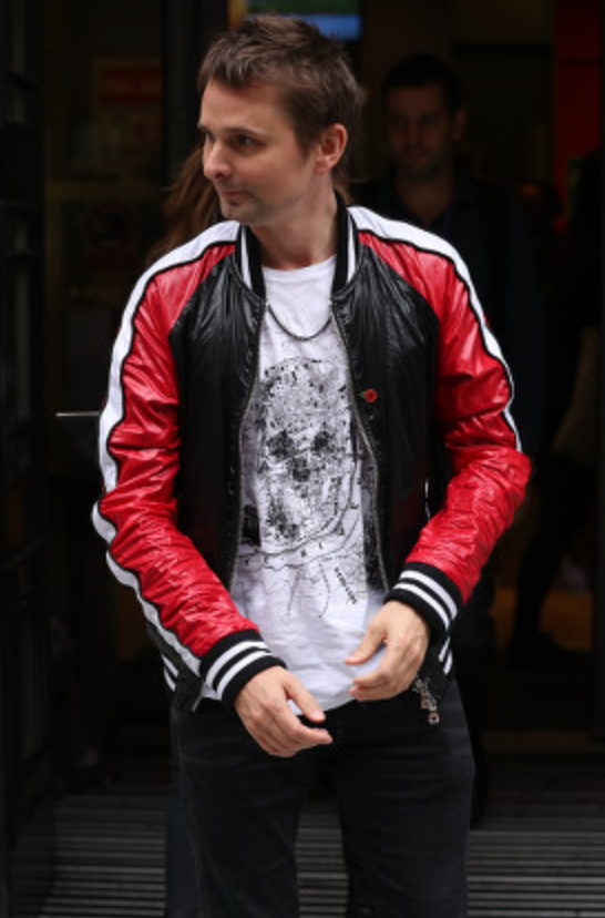 Matt Bellamy Jacket Black Red White Metalic Bomber Jacket MUSE